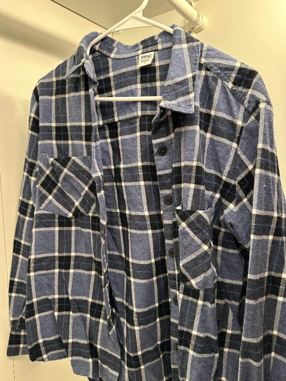 Stoic Blue Plaid Flannel Button Down Shirt Size Medium